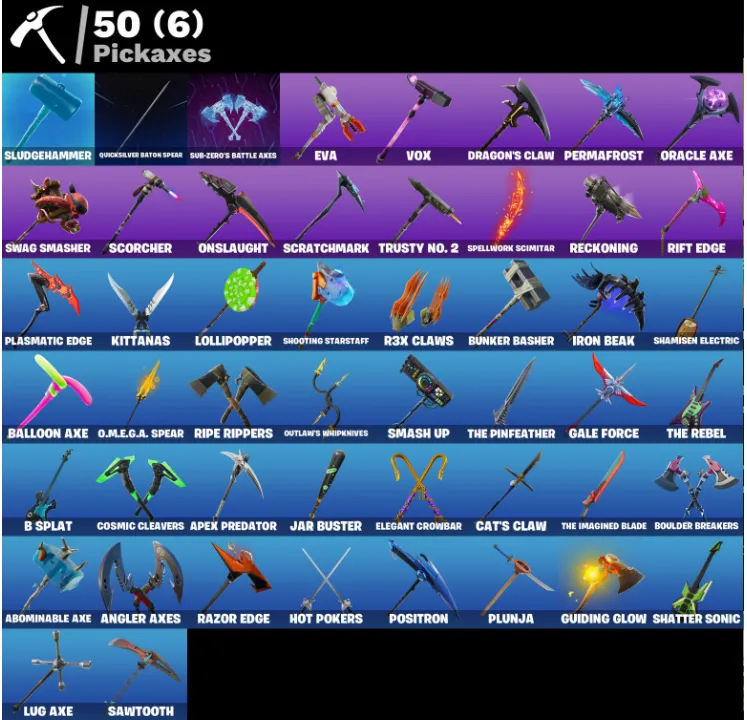 F885 The Reaper, Elite Agent, Omega Stage 5, Rogue Agent, Carbide Armor Stage 5, Blackheart Stage 8, 54 Skins, 1050 VB (G)